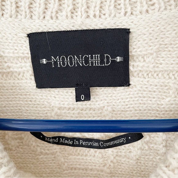 Hand made in Peru 100% baby Alpaca wool sweater with fringed sleeves in ivory - Picture 9 of 14